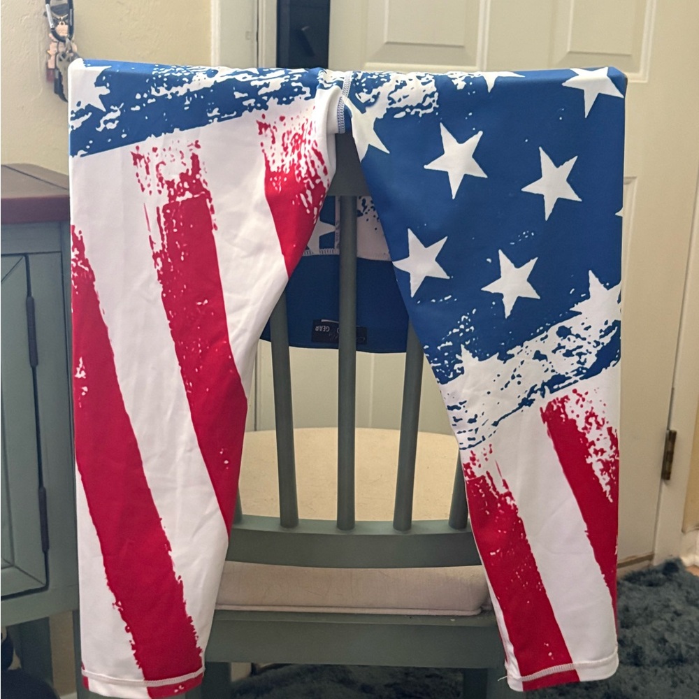 Constantly Varied Gear Blue and White Star Leggings Full Length - L - Picture 2 of 4